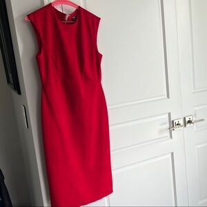 Express Red Sheath Midi Dress Crew Neck Sleeveless
